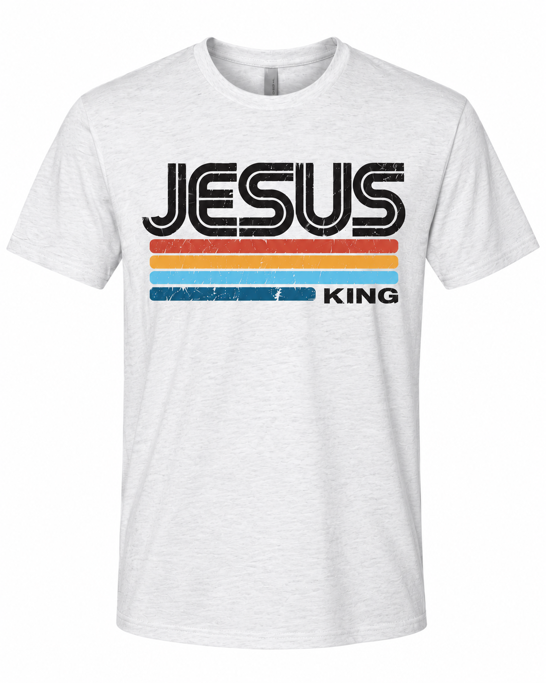 Jesus Is King Vintage Stripe Christian T-Shirt | Faith Based Graphic Tee