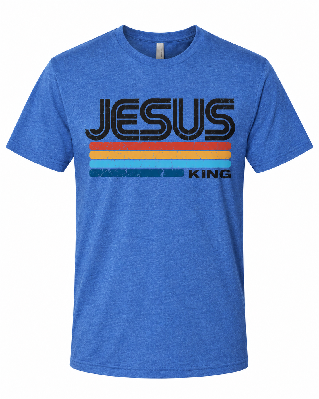 Jesus Is King Vintage Stripe Christian T-Shirt | Faith Based Graphic Tee