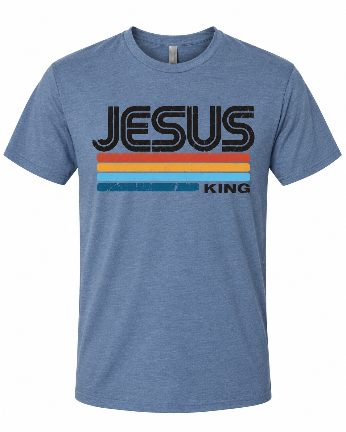 Jesus Is King Vintage Stripe Christian T-Shirt | Faith Based Graphic Tee