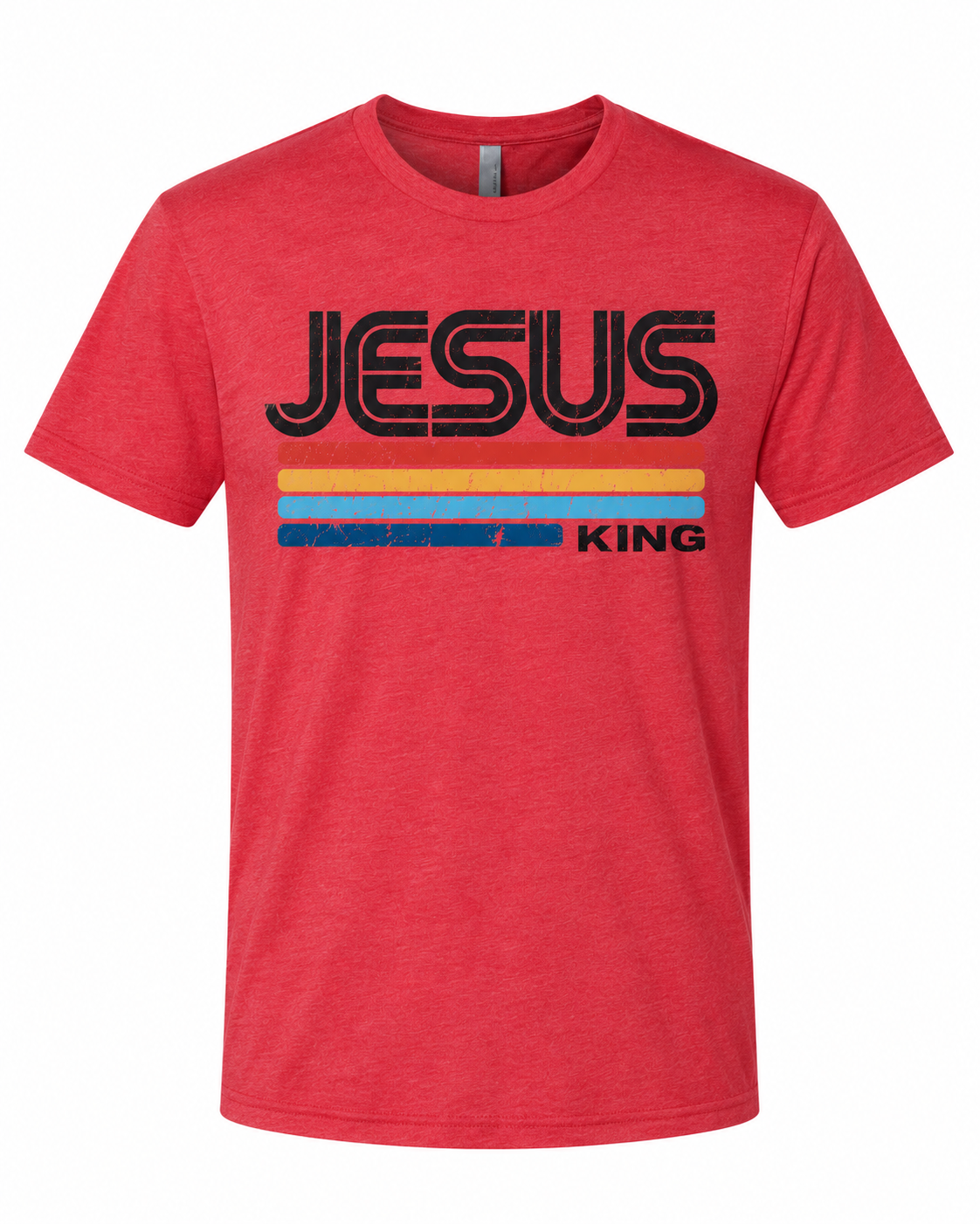 Jesus Is King Vintage Stripe Christian T-Shirt | Faith Based Graphic Tee