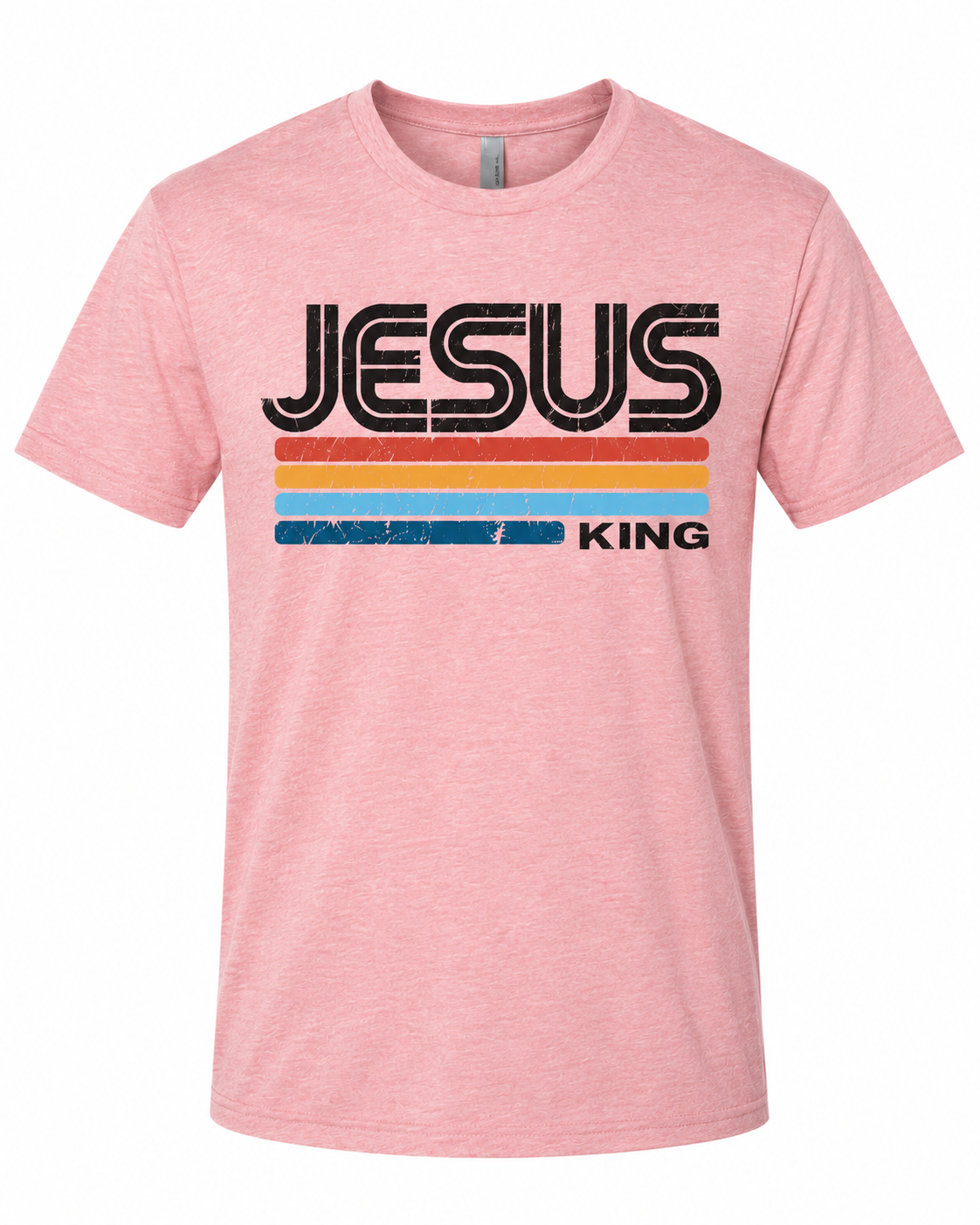 Jesus Is King Vintage Stripe Christian T-Shirt | Faith Based Graphic Tee