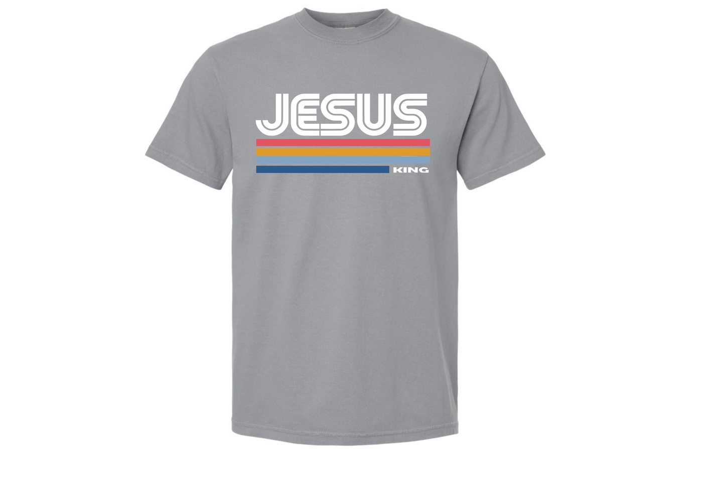 Jesus Is King Vintage Stripe Christian T-Shirt | Faith Based Graphic Tee