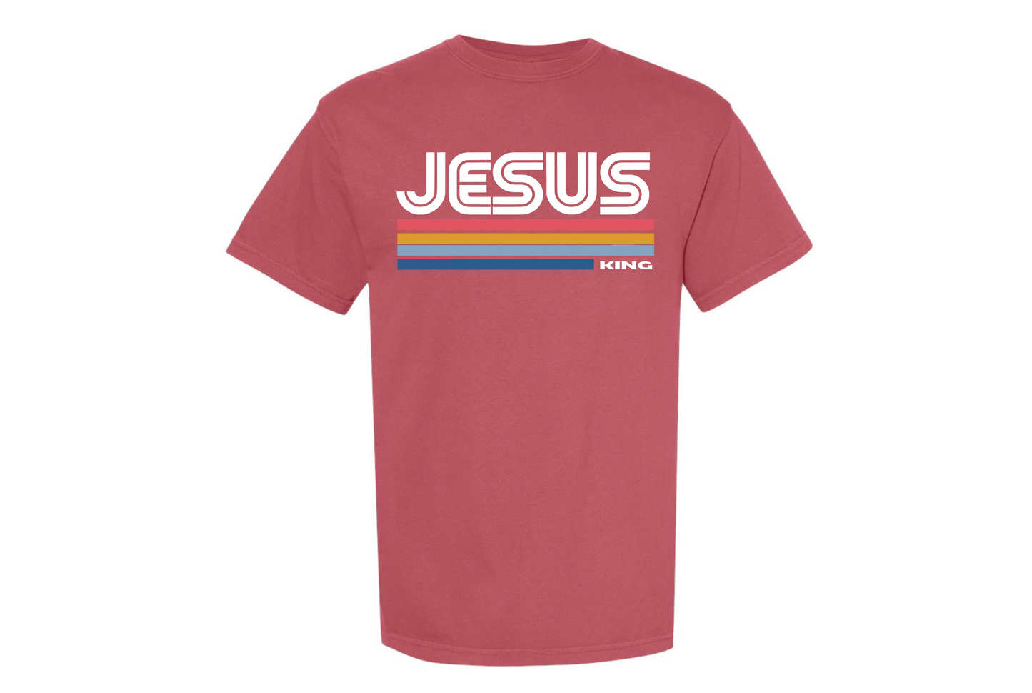 Jesus Is King Vintage Stripe Christian T-Shirt | Faith Based Graphic Tee